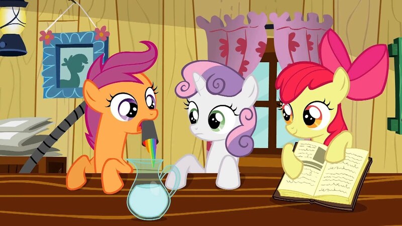 Size: 1280x720 | Tagged: safe, derpibooru import, screencap, apple bloom, scootaloo, sweetie belle, hearts and hooves day (episode), cutie mark crusaders, image, jpeg