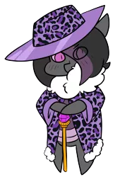 Size: 1511x2218 | Tagged: safe, artist:mimicryfluffoarts, derpibooru import, part of a set, oc, oc:mimicry, unofficial characters only, pony, cane, clothes, female, fluffy, gem, hat, image, leopard print, mare, mimicry's silly doodles, pimp, png, shiftling