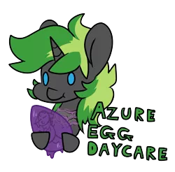 Size: 1808x1776 | Tagged: safe, artist:mimicryfluffoarts, derpibooru import, part of a set, oc, oc:azure slash, unofficial characters only, unicorn, carrying, changeling egg, chibi, image, male, mimicry's silly doodles, png