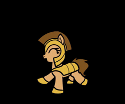 Size: 656x548 | Tagged: safe, alternate version, artist:neuro, derpibooru import, oc, unofficial characters only, earth pony, pony, animated, armor, black background, dancing, earth pony oc, eyes closed, female, guardsmare, helmet, hoof shoes, image, mare, mp4, open mouth, royal guard, simple background, solo