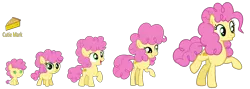 Size: 7553x2679 | Tagged: safe, artist:galaxyswirlsyt, derpibooru import, li'l cheese, pony, the last problem, age progression, baby, baby pony, female, filly, image, older, png, rule 63, simple background, solo, transparent background