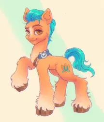 Size: 1762x2048 | Tagged: safe, artist:catboyplanet, derpibooru import, hitch trailblazer, earth pony, pony, blaze (coat marking), coat markings, cute, facial markings, g5, hitchbetes, hoof fluff, image, jpeg, looking at you, male, markings, raised hoof, sash, smiling, socks (coat marking), solo, stallion, unshorn fetlocks