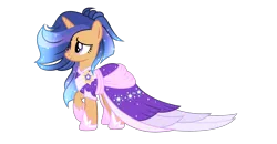 Size: 5984x3113 | Tagged: safe, artist:galaxyswirlsyt, derpibooru import, oc, oc:galaxy swirls, pony, unicorn, absurd resolution, clothes, dress, female, image, mare, offspring, parent:flash sentry, parent:twilight sparkle, parents:flashlight, png, simple background, solo, transparent background