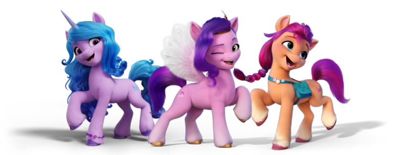 Size: 2205x839 | Tagged: safe, derpibooru import, izzy moonbow, pipp petals, sunny starscout, earth pony, pegasus, pony, unicorn, female, g5, image, mare, png, simple background, transparent background