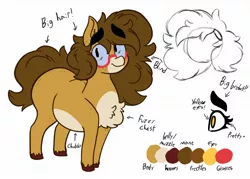 Size: 1738x1242 | Tagged: safe, artist:somefrigginnerd, derpibooru import, oc, oc:pencil test, unofficial characters only, earth pony, pony, big eyebrows, butt freckles, chubby, eyebrows, eyebrows visible through hair, female, freckles, glasses, image, jpeg, mare, plump, reference sheet, simple background, smiling, solo, thick eyebrows, unshorn fetlocks, white background