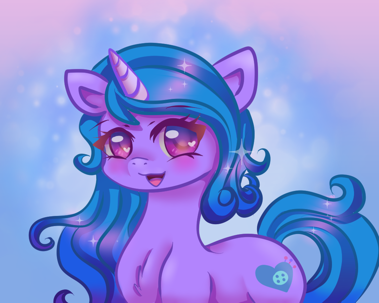 Size: 1000x800 | Tagged: safe, artist:tuxisthename, derpibooru import, izzy moonbow, pony, unicorn, blushing, cute, female, g5, image, izzybetes, looking at you, mare, open mouth, png, solo, sparkles