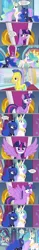 Size: 1024x6543 | Tagged: safe, artist:silverbuller, derpibooru import, edit, edited edit, edited screencap, editor:enrique zx, screencap, flash sentry, princess celestia, princess luna, twilight sparkle, twilight sparkle (alicorn), alicorn, pony, comic, dialogue, female, flashlight, image, male, mare, png, royal guard, screencap comic, shipping, spanish, speech bubble, spread wings, stallion, straight, tongue out, translation, wingboner, wings