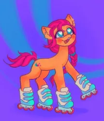 Size: 1762x2048 | Tagged: safe, artist:catboyplanet, derpibooru import, sunny starscout, earth pony, pony, blushing, braid, cute, ear fluff, female, g5, heart eyes, image, jpeg, mare, open mouth, roller skates, solo, sunnybetes, wingding eyes