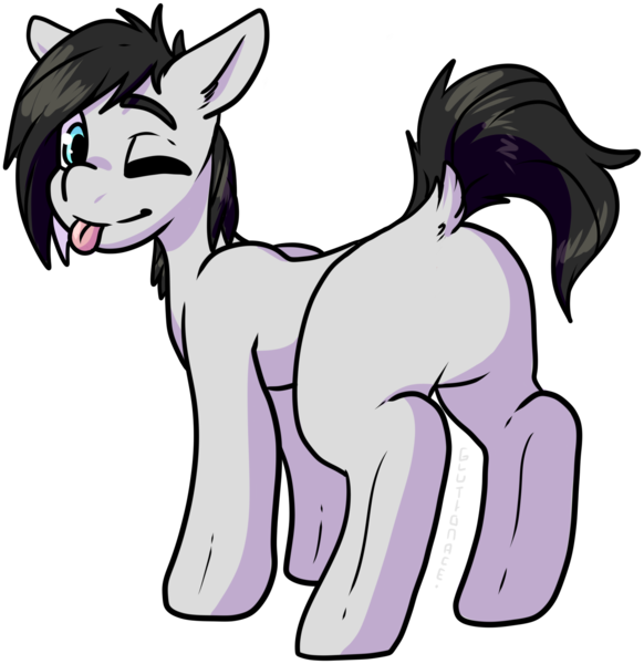 Size: 1569x1618 | Tagged: safe, artist:sexygoatgod, derpibooru import, oc, unofficial characters only, earth pony, pony, ;p, image, looking at you, looking back, looking back at you, male, one eye closed, png, solo, tongue out