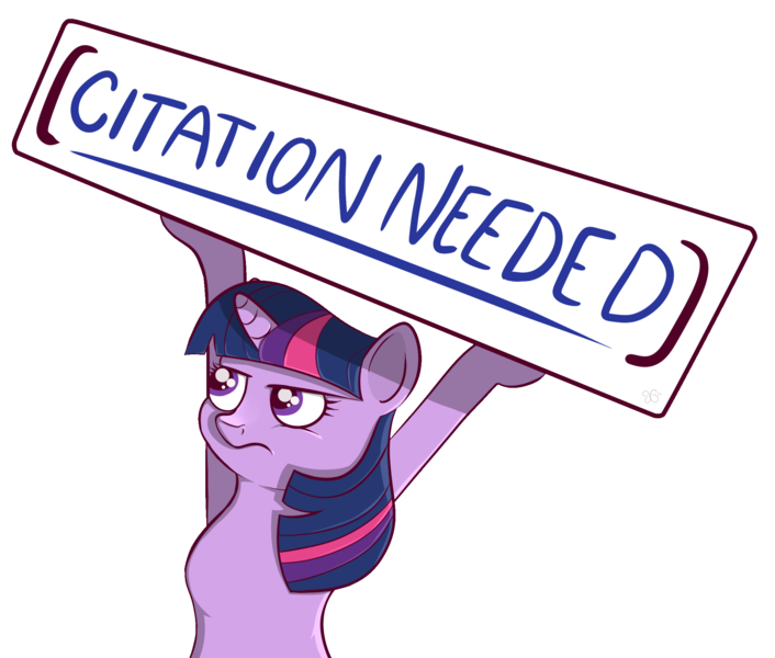 Size: 2222x1888 | Tagged: safe, artist:xchan, banned from derpibooru, edit, twibooru exclusive, unauthorized edit, twilight sparkle, pony, unicorn, bipedal, citation needed, frown, image, png, reaction image, sign, simple background, solo, transparent background, unicorn twilight, wikipedia, wingless, wingless edit, xkcd