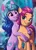 Size: 4000x5500 | Tagged: safe, artist:faline-art, derpibooru import, izzy moonbow, sunny starscout, earth pony, pony, unicorn, g5, absurd resolution, bestie, bracelet, female, image, izzyscout, jewelry, lesbian, mare, open mouth, png, shipping, unshorn fetlocks