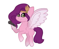 Size: 2223x1855 | Tagged: safe, artist:youraveragepony, derpibooru import, pipp petals, pegasus, pony, adorapipp, coat markings, cute, female, flying, g5, high res, image, looking at you, mare, microphone, png, simple background, socks (coat marking), solo, transparent background, wings