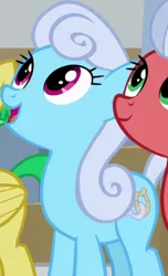 Size: 564x927 | Tagged: safe, derpibooru import, screencap, linky, shoeshine, wintergreen, earth pony, pony, friendship university, season 8, spoiler:s08, background pony, cropped, female, image, las pegasus resident, mare, open mouth, png