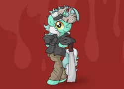 Size: 4902x3546 | Tagged: safe, artist:background basset, derpibooru import, lyra heartstrings, pony, unicorn, bipedal, clothes, cosplay, costume, female, friday the 13th, image, jason voorhees, looking at you, machete, mask, one eye closed, png, solo, wink, winking at you