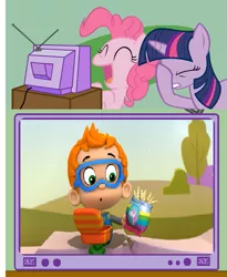 Size: 613x748 | Tagged: source needed, safe, derpibooru import, pinkie pie, twilight sparkle, earth pony, mermaid, merman, pony, unicorn, bubble guppies, chips, exploitable meme, facehoof, food, image, laughing, lunch joke, lunchbox, male, meme, ms paint, nonny (bubble guppies), obligatory pony, png, television, tv meme, unicorn chips
