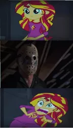 Size: 1116x1940 | Tagged: safe, derpibooru import, sunset shimmer, equestria girls, rainbow rocks, exploitable meme, friday the 13th, image, jason voorhees, meme, png, sunset screamer