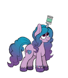 Size: 2256x2576 | Tagged: safe, artist:aaathebap, derpibooru import, izzy moonbow, pony, unicorn, spoiler:g5, animated, beans, bouncing, bracelet, can, cute, female, food, g5, gif, high res, image, izzybetes, jewelry, looking up, mare, simple background, smiling, solo, that pony sure does love beans, unshorn fetlocks, white background