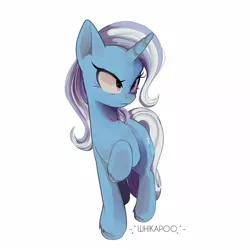 Size: 1500x1500 | Tagged: safe, artist:whikapoo, derpibooru import, trixie, unicorn, image, jpeg, not amused face, simple background, solo