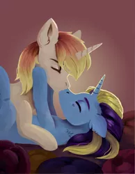 Size: 1680x2160 | Tagged: safe, artist:ske, derpibooru import, oc, unofficial characters only, alicorn, pony, unicorn, bisexual, commission, gay, image, jpeg, kissing, male