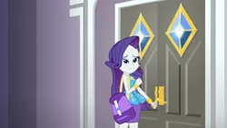 Size: 3410x1920 | Tagged: safe, derpibooru import, screencap, rarity, equestria girls, equestria girls series, fomo, spoiler:eqg series (season 2), bracelet, clothes, cutie mark, cutie mark on clothes, female, geode of shielding, hairpin, image, jewelry, jpeg, magical geodes, rarity peplum dress, solo