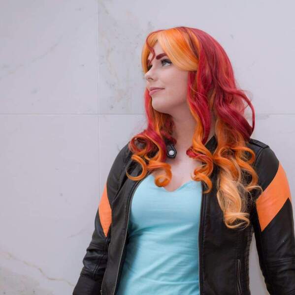 Size: 959x960 | Tagged: safe, artist:maddymoiselle, derpibooru import, sunset shimmer, human, clothes, cosplay, costume, image, irl, irl human, jpeg, photo