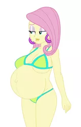 Size: 1836x2881 | Tagged: suggestive, alternate version, artist:0024387, derpibooru import, fluttershy, equestria girls, background removed, belly, belly button, big belly, big breasts, bikini, bimbo, bimboification, bimboshy, breasts, busty fluttershy, cleavage, clothes, image, jpeg, outie belly button, preggoshy, pregnant, solo, swimsuit