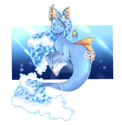 Size: 900x926 | Tagged: safe, artist:itsamourart, derpibooru import, edit, oc, unofficial characters only, blue eyes, blue mane, bubble, deviantart watermark, dorsal fin, female, fish tail, flowing mane, flowing tail, image, jewelry, jpeg, logo, logo edit, looking at you, necklace, obtrusive watermark, ocean, open mouth, pearl necklace, simple background, smiling, solo, sunlight, tail, transparent background, underwater, water, watermark, wave, white background