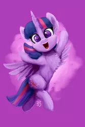 Size: 1365x2048 | Tagged: safe, artist:raphaeldavid, derpibooru import, twilight sparkle, twilight sparkle (alicorn), alicorn, pony, chest fluff, image, jpeg, purple background, simple background, solo