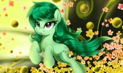 Size: 3000x1800 | Tagged: safe, artist:darksly, derpibooru import, wallflower blush, ponified, earth pony, pony, cute, cutie mark, equestria girls ponified, female, flower, flowerbetes, grin, image, jpeg, mare, smiling, solo, wallflower and plants, wallflower's cutie mark