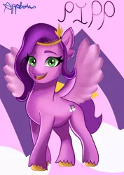 Size: 2480x3508 | Tagged: safe, artist:spiderhat4, derpibooru import, pipp petals, pegasus, pony, adorapipp, cute, female, g5, high res, image, jpeg, looking at you, mare, open mouth, solo, spread wings, unshorn fetlocks, wings