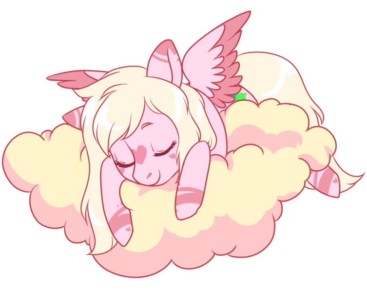 Size: 1255x1000 | Tagged: safe, artist:lavvythejackalope, derpibooru import, oc, unofficial characters only, pegasus, pony, cloud, commission, eyes closed, image, on a cloud, pegasus oc, png, simple background, sleeping, solo, transparent background, two toned wings, wings, ych result