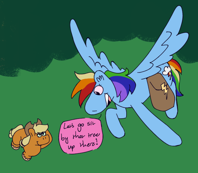 Size: 640x560 | Tagged: safe, artist:tezzart, artist:tezzbot, derpibooru import, applejack, rainbow dash, earth pony, pegasus, bag, comic, image, png, saddle bag