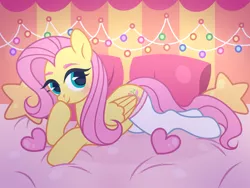 Size: 1990x1500 | Tagged: safe, artist:xxloro-uwu, derpibooru import, fluttershy, pegasus, pony, bedroom, clothes, cute, female, image, lying down, mare, png, socks, solo, thigh highs, wings