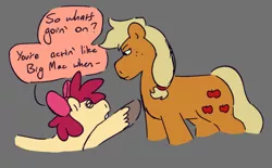 Size: 640x398 | Tagged: safe, artist:tezzart, artist:tezzbot, derpibooru import, apple bloom, applejack, rainbow dash, earth pony, appledash, comic, dialogue, female, image, lesbian, png, shipping, simple background