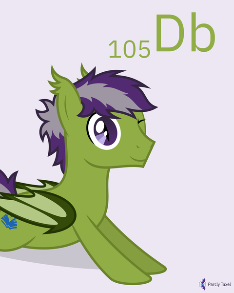 Size: 4000x5000 | Tagged: safe, artist:parclytaxel, derpibooru import, oc, oc:grey seeking dusk, unofficial characters only, bat pony, pony, series:joycall6's periodic table, .svg available, absurd resolution, blue background, chemistry, commission, dubnium, image, looking at you, lying down, male, one eye closed, periodic table, png, prone, simple background, slit pupils, smiling, solo, stallion, vector, wink
