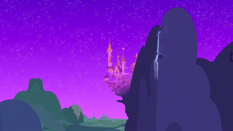 Size: 1280x720 | Tagged: safe, derpibooru import, screencap, the best night ever, background, canterlot, canterlot castle, hill, image, mountain, night, no pony, png, scenic ponyville, stars