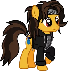 Size: 1123x1173 | Tagged: safe, artist:lightningbolt, derpibooru import, ponified, earth pony, pony, clothes, derpibooru exclusive, happy, headband, hoodie, image, male, otto wood, png, raised hoof, shirt, simple background, smiling, solo, stallion, tail, tail wrap, transparent background, undershirt, waterparks