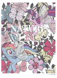 Size: 700x950 | Tagged: safe, derpibooru import, official, rainbow dash, twilight sparkle, twilight sparkle (alicorn), alicorn, butterfly, insect, pegasus, pony, balloon, butterfly wings, cropped, cutie mark, design, diamond, female, flower, g4, image, leaves, mare, merchandise, png, shirt design, simple background, text, transparent background, wings