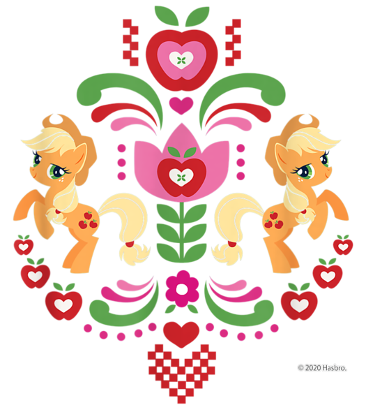 Size: 700x800 | Tagged: safe, derpibooru import, official, applejack, earth pony, pony, apple, applejack's hat, cowboy hat, cropped, design, female, flower, food, g4, hat, heart, image, mare, merchandise, nordic, png, self ponidox, shirt design, simple background, text, transparent background, tulip