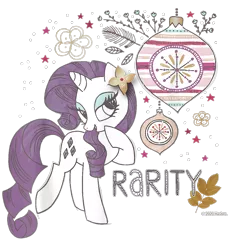 Size: 850x900 | Tagged: safe, derpibooru import, official, rarity, pony, unicorn, bauble, cropped, decoration, design, female, flower, g4, image, leaves, mare, merchandise, png, shirt design, simple background, solo, stars, text, transparent background
