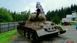 Size: 5184x2920 | Tagged: safe, derpibooru import, starlight glimmer, pony, unicorn, fortress, image, irl, jpeg, photo, plushie, ponies around the world, s5 starlight, t-34-85 medium tank, tank (vehicle)