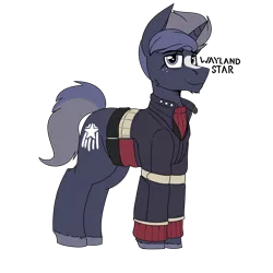 Size: 2700x2700 | Tagged: safe, artist:coatieyay, derpibooru import, oc, oc:wayland star, unicorn, chin fluff, clothes, freckles, image, jacket, male, png, simple background, transparent background, unshorn fetlocks