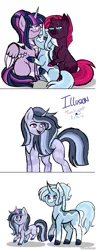 Size: 675x1754 | Tagged: safe, artist:obsidiean, derpibooru import, tempest shadow, trixie, twilight sparkle, oc, oc:illusion, pony, comic, female, filly, image, lesbian, magical lesbian spawn, offspring, parent:trixie, parent:twilight sparkle, parents:twixie, png, polyamory, shipping, simple background, tempestlight, tempestrix, twixie, white background