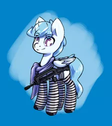 Size: 1236x1384 | Tagged: safe, artist:compound lift, derpibooru import, oc, oc:file folder, unofficial characters only, pegasus, clothes, famas, gun, horsin' around, image, male, png, scarf, socks, solo, weapon