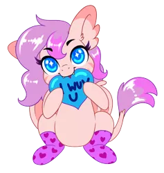 Size: 2036x2152 | Tagged: safe, artist:silkensaddle, derpibooru import, oc, unofficial characters only, clothes, fangs, female, heart, image, leonine tail, looking at you, png, simple background, sitting, smiling, smiling at you, socks, solo, transparent background