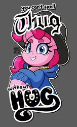Size: 2280x3740 | Tagged: safe, artist:partylikeanartist, derpibooru import, pinkie pie, earth pony, pony, alternate clothes, cute, diapinkes, image, jewelry, necklace, png, rapper pie, solo, text