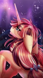 Size: 1816x3302 | Tagged: safe, artist:inspiredpixels, derpibooru import, oc, unofficial characters only, pony, unicorn, bust, female, floppy ears, hairband, image, mare, png, solo, starry night
