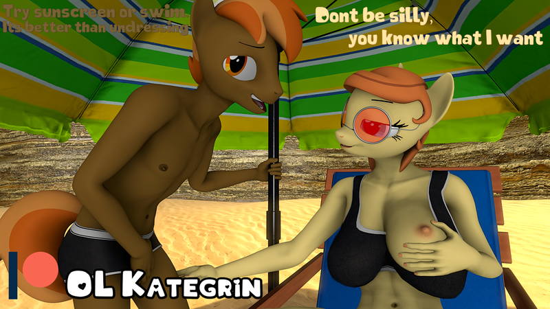 Size: 5120x2880 | Tagged: questionable, alternate version, artist:olkategrin, derpibooru import, button mash, oc, oc:cream heart, anthro, earth pony, unguligrade anthro, 3d, accessory, age difference, athletic, beach, beach chair, belly button, big breasts, bikini, bikini bottom, bikini top, bra, breast hold, breasts, bulges, bulge touching, bulging, busty cream heart, chair, clothes, comic, couch, dialogue, digital art, duo, duo focus, family, female, glasses, hand on breasts, hand on chest, hand on hip, hat, hiding, hooves, image, legs, looking at each other, looking at someone, looking down, looking up, lying, lying down, male, male nipples, mom, mother and child, mother and son, nipples, nipple slip, nudity, older, older button mash, panties, png, presenting, presenting breasts, relax, relaxed, relaxed face, relaxing, rock, sand, shadow, shipping, sitting, sitting on, size difference, skinny, smaller male, smiley face, smiling, smiling at each other, source filmmaker, straight, summer, sunglasses, swimsuit, talking, teenager, text, umbrella, underwear, wallpaper, wardrobe malfunction, watermark, younger