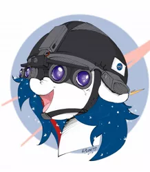 Size: 1085x1242 | Tagged: safe, artist:ponerino, derpibooru import, oc, oc:nasapone, colored, digital art, goggles, hat, helmet, image, jpeg, night vision goggles, smiling