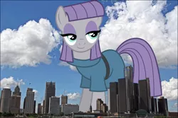 Size: 2399x1601 | Tagged: safe, artist:cencerberon, derpibooru import, maud pie, earth pony, pony, canada, detroit, female, giant pony, giant/macro earth pony, giantess, highrise ponies, image, irl, macro, mare, mega giant, michigan, ontario, photo, png, ponies in real life